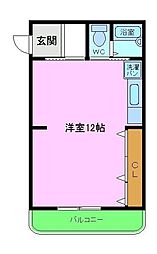 田中ハイツ ワンルームの間取図画像