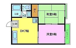 トータスメール 2DKの間取図画像