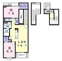 アフタヌーンベル 2LDKの間取図画像