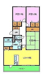 コート北野田カリヨン1番館 3LDKの間取図画像