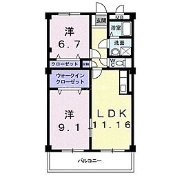 ヴェルドミール 2LDKの間取図画像