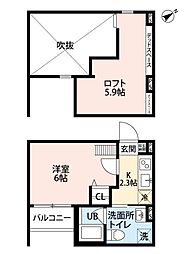 ラ・フォンテ新在家 1Kの間取図画像