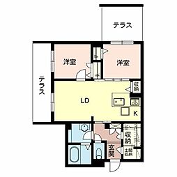 フェリシード三国ヶ丘 2LDKの間取図画像