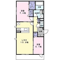 シャ・ブラン 2LDKの間取図画像