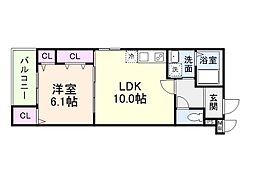(仮称)フジパレス遠里小野二丁目II 1LDKの間取図画像
