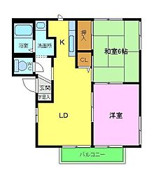 ハイツ・ジェントル 2LDKの間取図画像