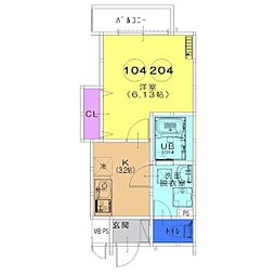 エフスタイル田井城1号館 1Kの間取図画像