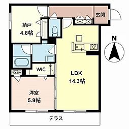 ハサマハイツ 2LDKの間取図画像
