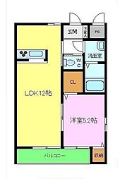 カサベルテ北花田パート3 1LDKの間取図画像