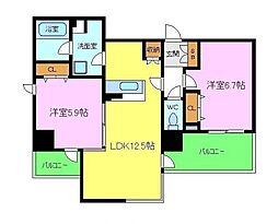 GROOVE堺東レジデンス 2LDKの間取図画像