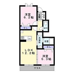 シャーメゾン恵我2 2LDKの間取図画像