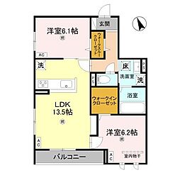 堺市西区浜寺諏訪森町西2丁アパート 2LDKの間取図画像