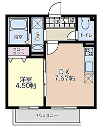 アップルブロッサム中百舌鳥 1DKの間取図画像