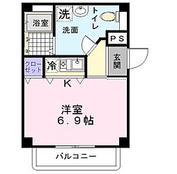 エヌエムデイセット 1Kの間取図画像
