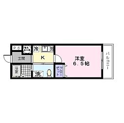 win北花田 1Kの間取図画像