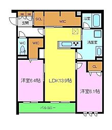アリエッタ東三国ヶ丘 2LDKの間取図画像