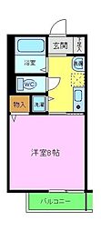 ホワイトオール 1Kの間取図画像