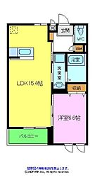 カーサクオーレ 1LDKの間取図画像