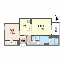 ルチード 三国ヶ丘 1LDKの間取図画像