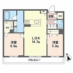 ルチード 三国ヶ丘 2LDKの間取図画像