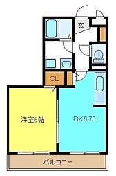 グランシャリオ2 1DKの間取図画像