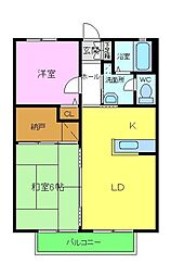 シャトレグランメールB棟 2LDKの間取図画像