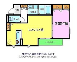 フルール・ド・スリジェ 1LDKの間取図画像