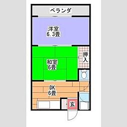 マンション源 2Kの間取図画像