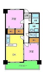 アシスト三伯 2LDKの間取図画像