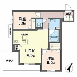 Songline 2LDKの間取図画像