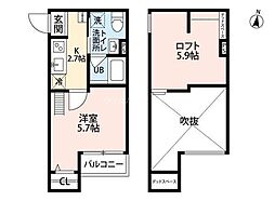 メゾンブラン北野田 1Kの間取図画像