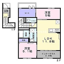 パークサイド・コージー 2LDKの間取図画像