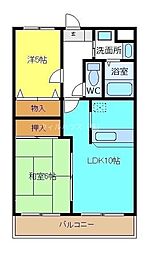 サンライズ三国ヶ丘 2LDKの間取図画像