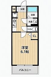 グランデュール長瀬 A棟 1Kの間取図画像