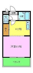 南風マンション 1Kの間取図画像