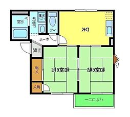 ドルチェハイツB棟 2DKの間取図画像