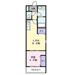セジュール堺東 1LDKの間取図画像