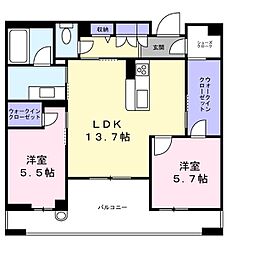 堺市西区浜寺元町3丁マンション 2LDKの間取図画像
