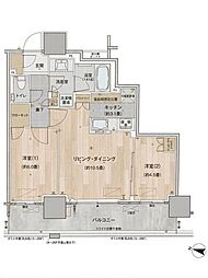 エクセレントザタワー 2LDKの間取図画像