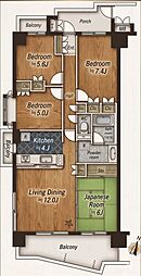 エステ・スクエア千葉センタースクエアB棟 4LDKの間取図画像