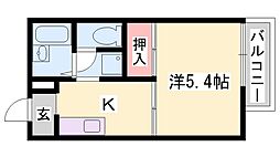 ヴィラカメリアA棟 1Kの間取図画像