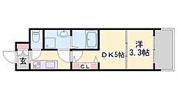 アルティザ姫路 1DKの間取図画像