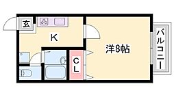 シャトーブルー 1Kの間取図画像