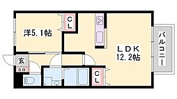 レオントポディウム2番館 1LDKの間取図画像
