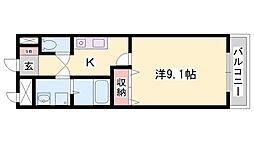 コンフォール 1Kの間取図画像