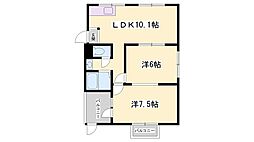 三景コーポ 2LDKの間取図画像