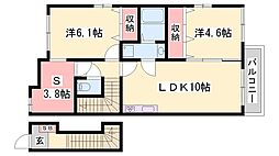 JCタウン1番館 2SLDKの間取図画像