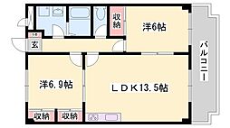 エスポワール花田 2LDKの間取図画像