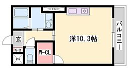 インタービレッジ下手野 ワンルームの間取図画像