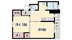 ビレッジハウス十王堂1号棟 2Kの間取図画像